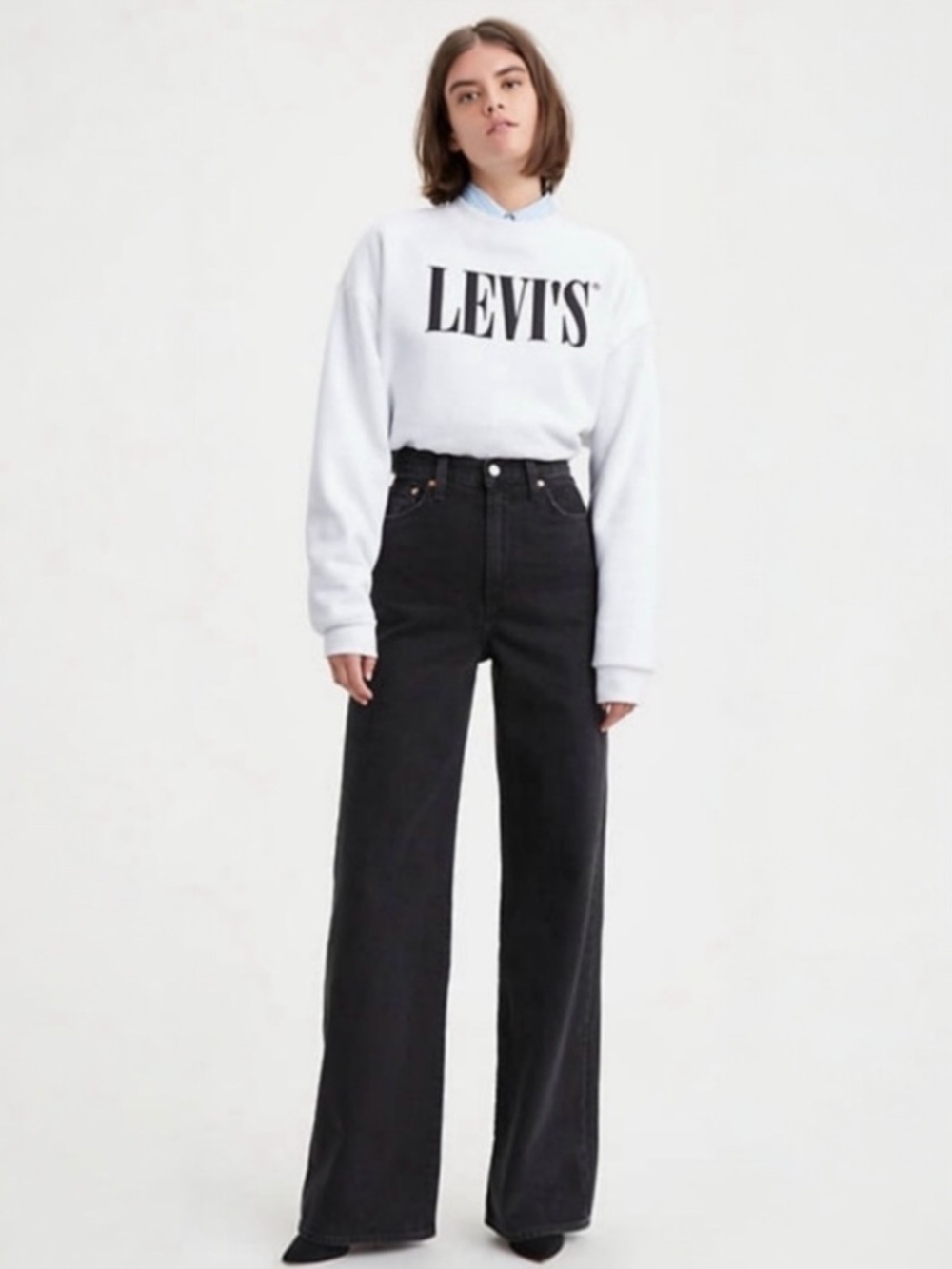 Levi's Premium "Ribcage Straight Ankle" Black Jeans Size 25